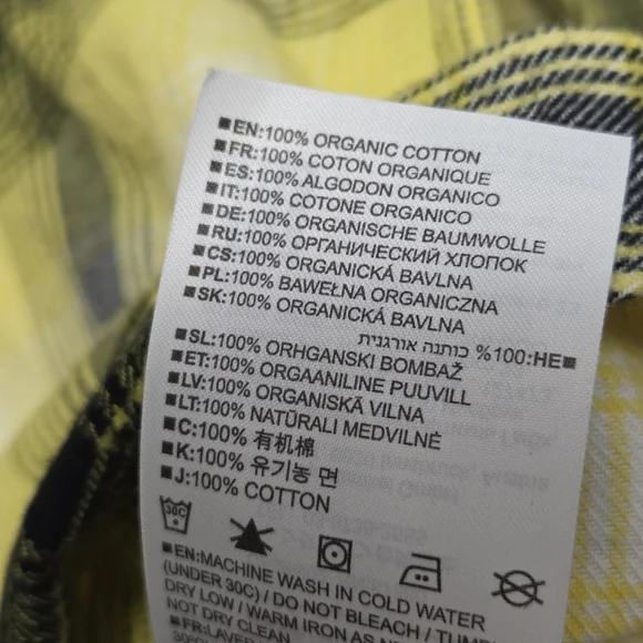Burton Brighton Flannel Shirt Yellow Black Plaid Organic Cotton Small S - Picture 5 of 9